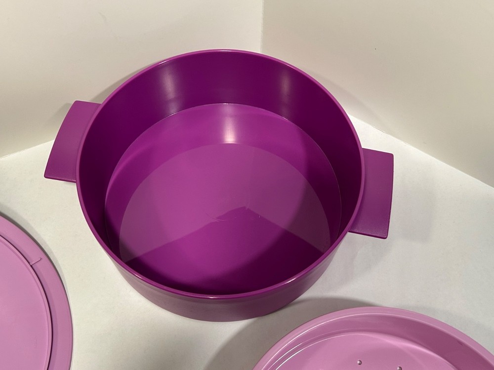 TUPPERWARE Microwave Vegetable Steamer Purple 3 Piece Set