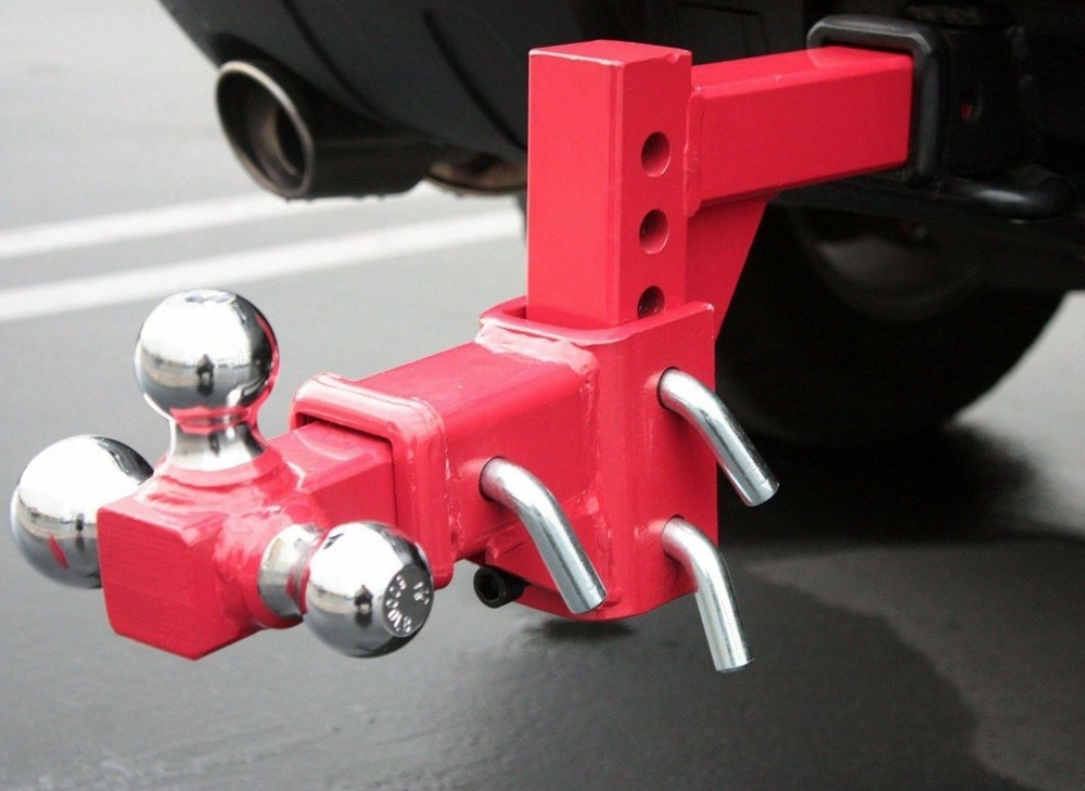 3 Way Tri Ball Adjustable 2" Solid Receiver Raise Drop Vertical Triple Tow Hitch