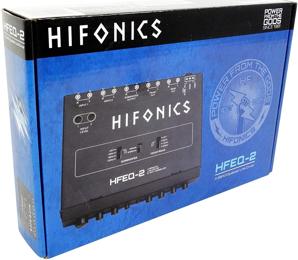 Hifonics HFEQ-2 Equalizer 4-Band 9-Volt Line-Drive Multi Source Signal Processor