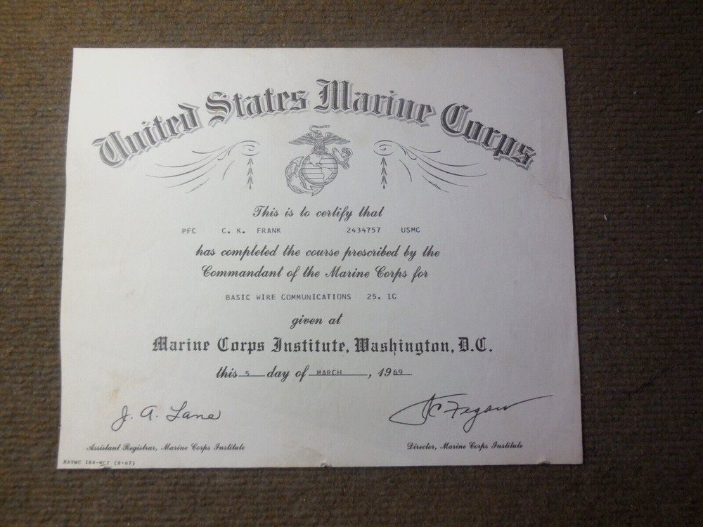 1969 Vietnam War USMC Basic Wire Communications Document