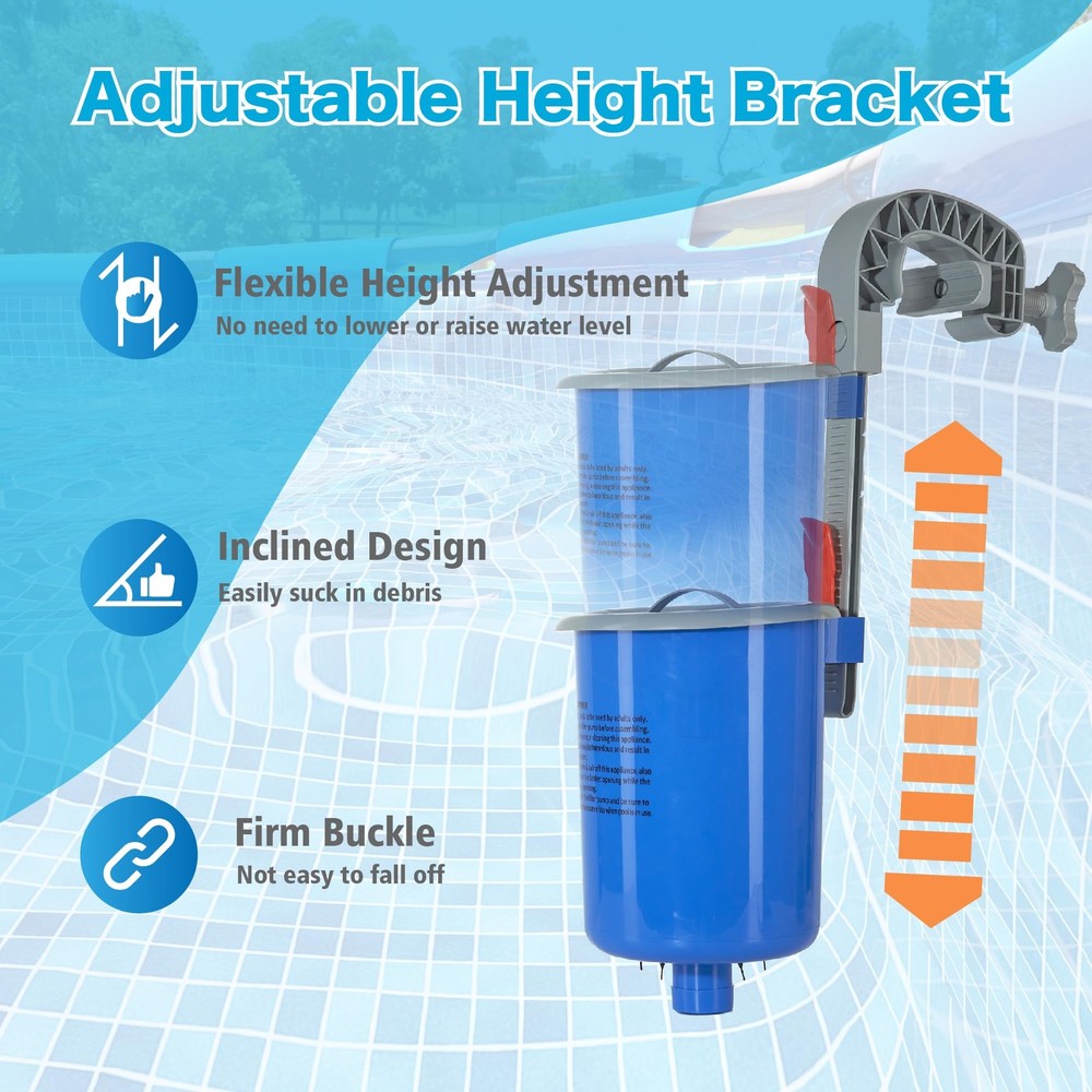 Above Ground Pool Skimmer with 5 Pool Skimmer Socks, Wall Mount Pool Surface ...