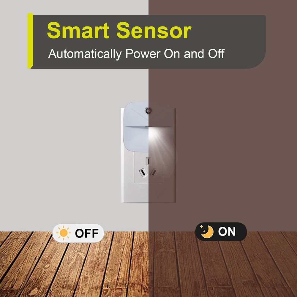 Motion Sensor LED Night Light 6 Pack Plug-In for Bathroom Kitchen Hallway Use