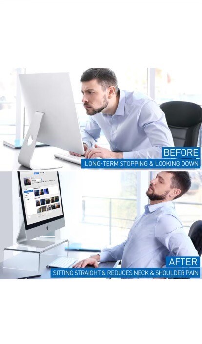 Monitor Laptop Computer Stand Acrylic Riser Printer Audio Hi-Fi Stand 4”x12.5”