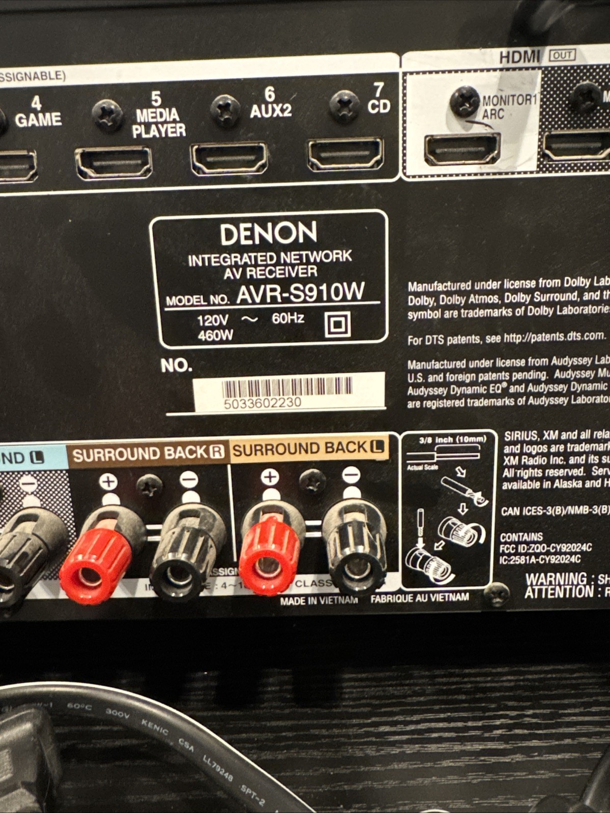 DENON 7.2-CHANNEL HOME THEATER RECEIVER | AVR-S910W GOOD CONDITION