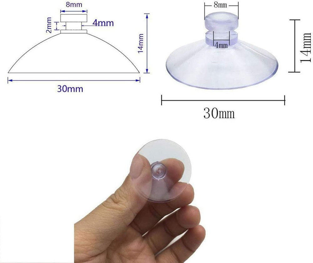 100Pcs Mini Clear Plastic Suction Cups without Hooks (30Mm)