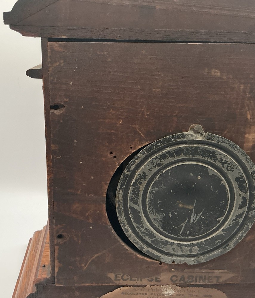 Antique Ingraham Eclipse Cabinet Clock, 1885 Patent Regulator