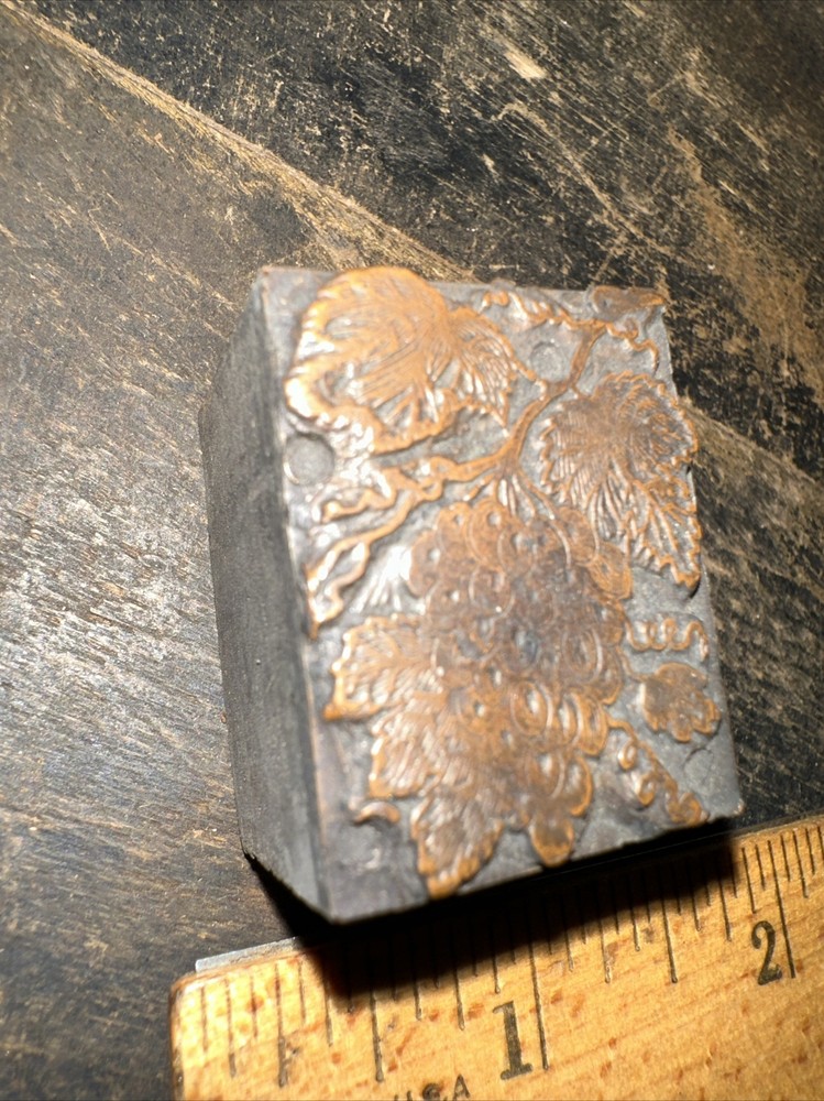 Printing Block “ Beautiful Grape Cluster “ Copper Face, Nice Image!￼