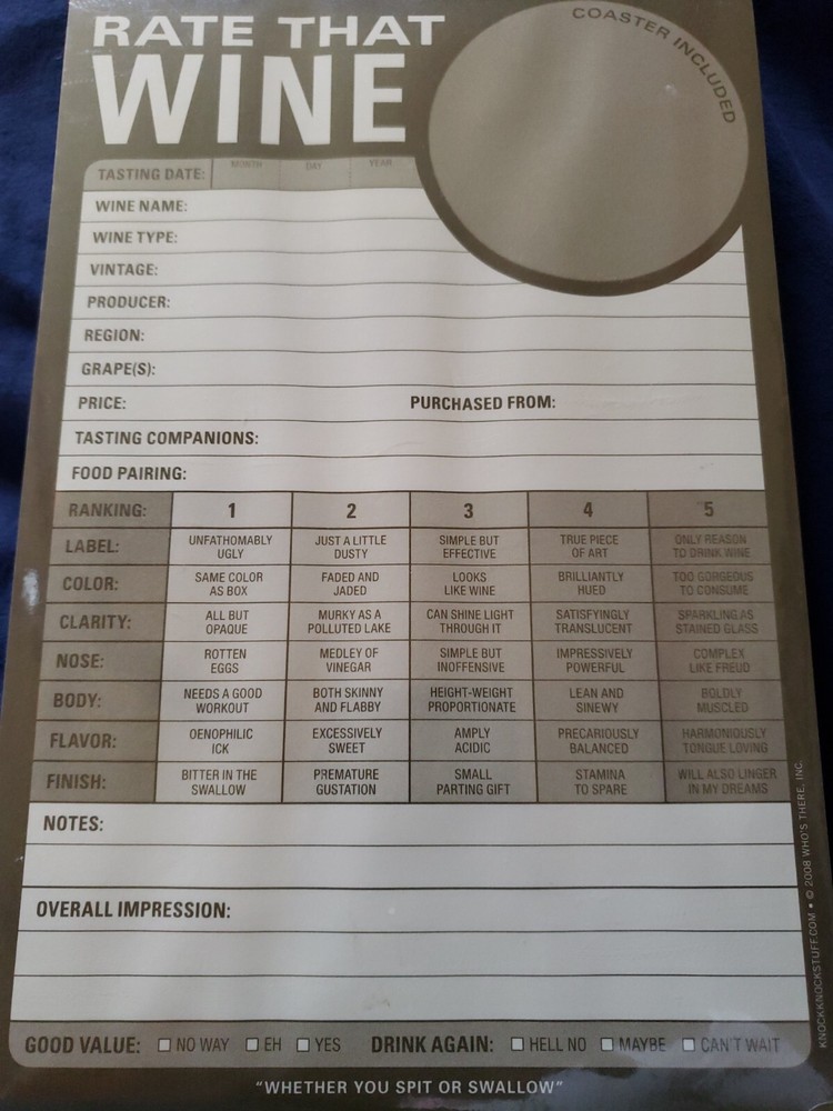 Knock Knock Rate That Wine 60 Sheet Notepad