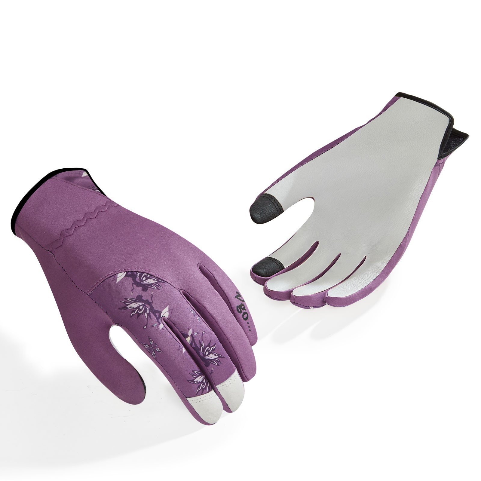 Vgo 1 Pairs Ladies' Goatskin Leather Gardening Gloves (Blue/Purple, GA7454)
