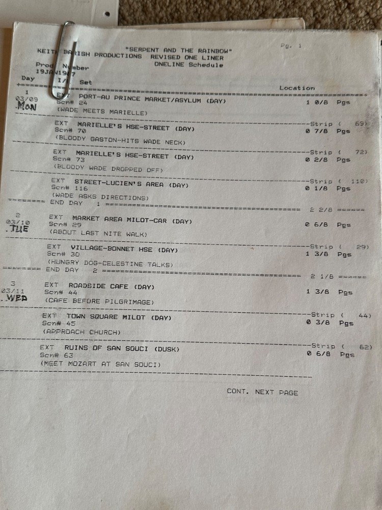 THE SERPENT AND THE RAINBOW RICHARD MAXWELL 1986 SCREENPLAY BLACK MAGIC SCRIPT