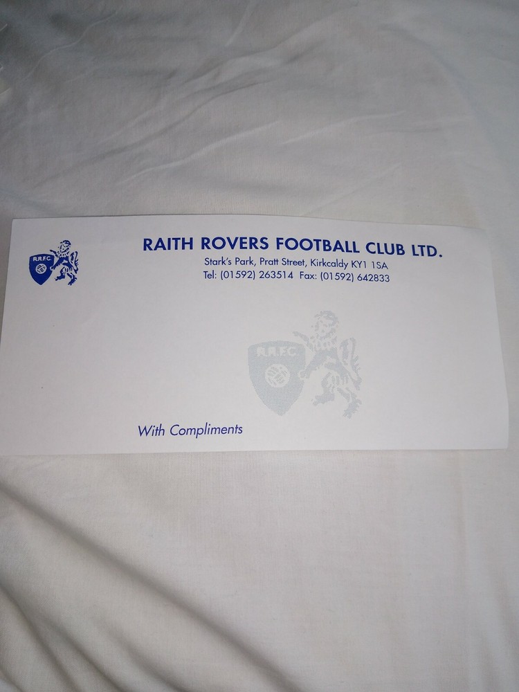 Raith Rovers With Compliments Slip