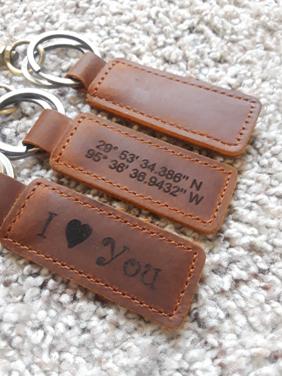 Personalized Keychain, Customized Leather Keychain