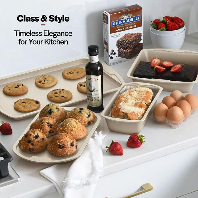 Bakken Swiss - Bakeware Set – 6 Piece – Stackable, 6 Set, White Marble