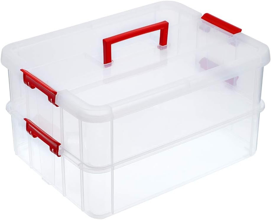 2 Layer Stack & Carry Box Plastic Multipurpose Portable Storage Container Box