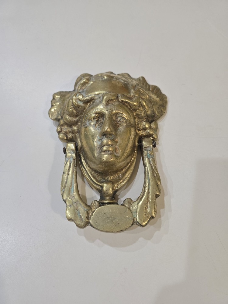 Ornate Heavy Solid Brass Door Knocker Greek Goddess 7"
