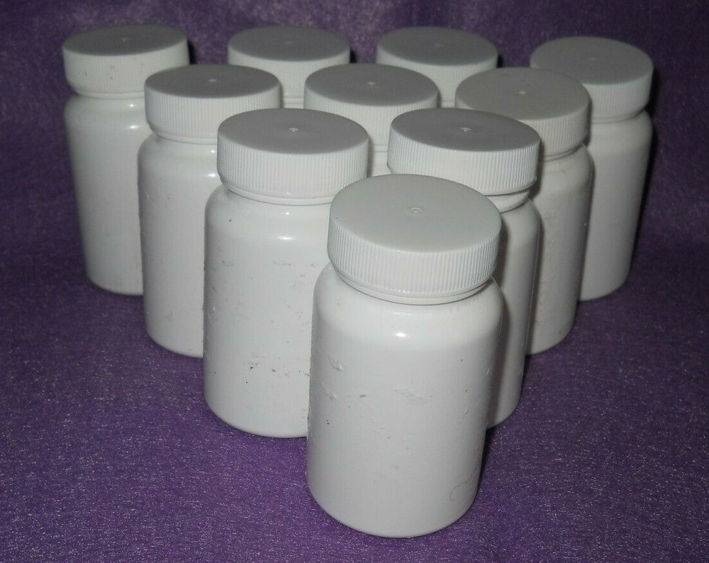 * Lot 12 Empty Used White 3" Plastic  Bottles - Craft Beads Storage .