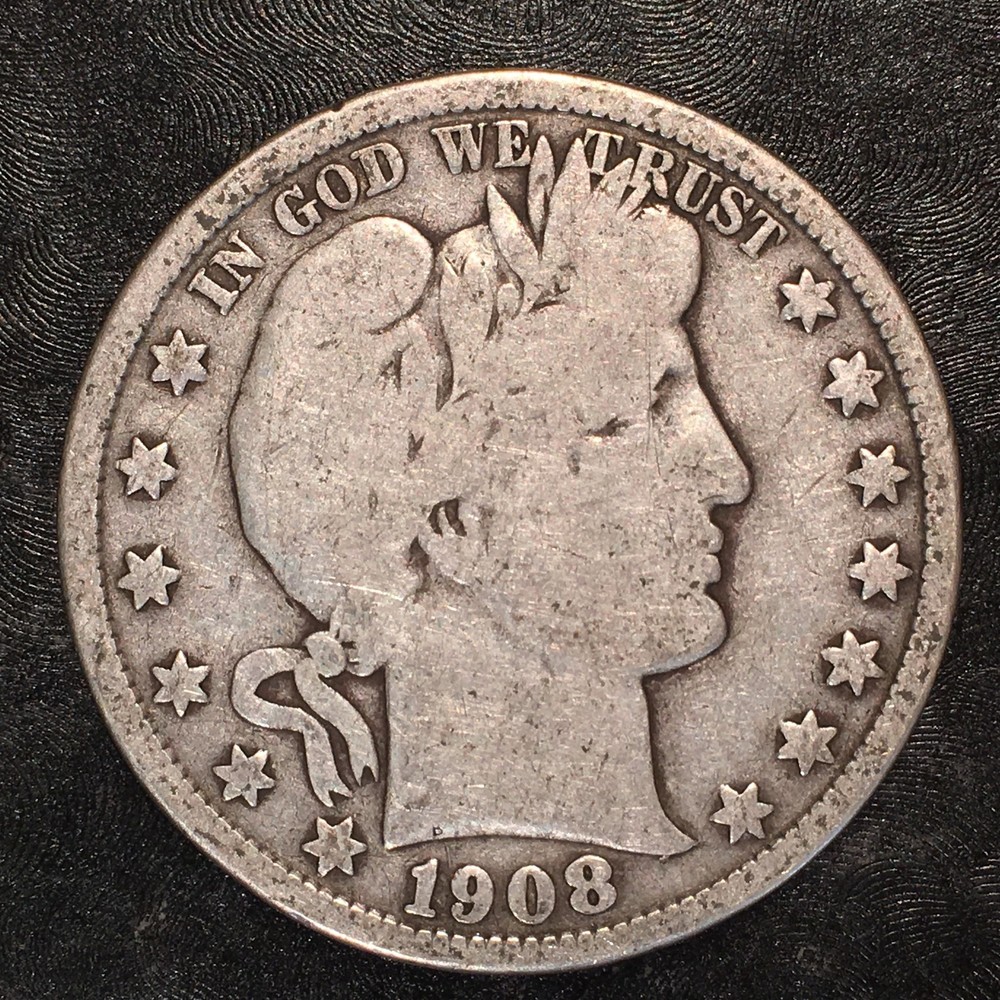 1908-D Barber Half Dollar -  High Quality Scans #D958