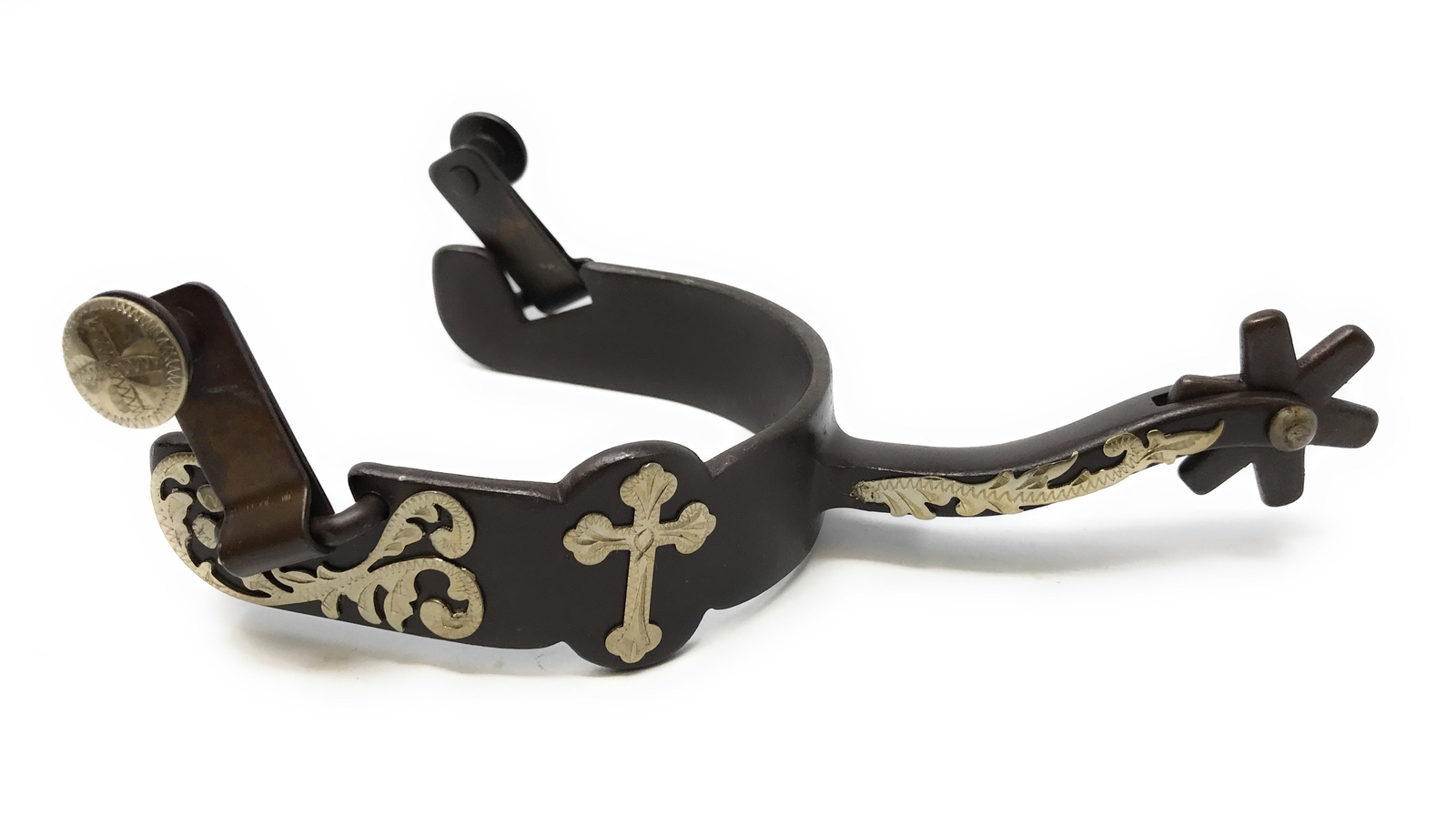 AJ Tack Antique Brown Cross Offset Spurs - Ladies