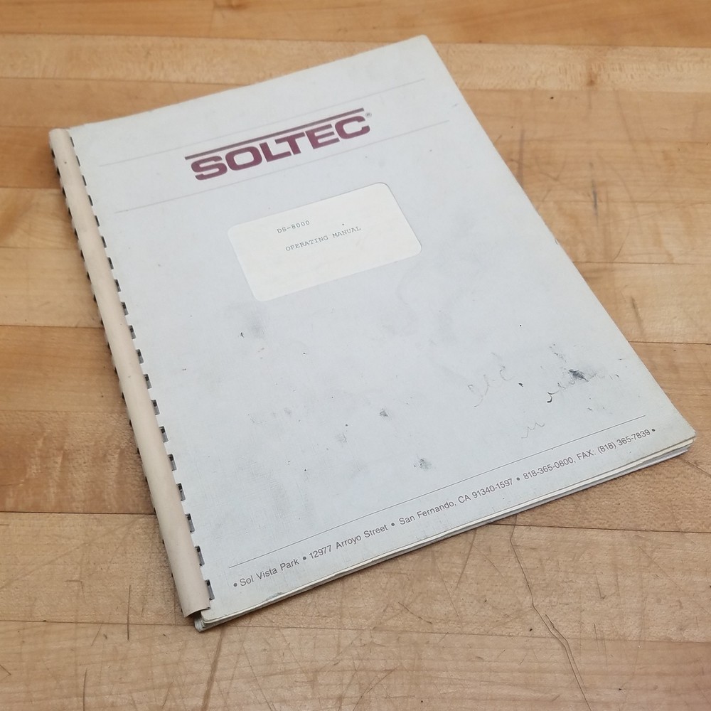 Soltec DS-8000 Operating Manual - USED