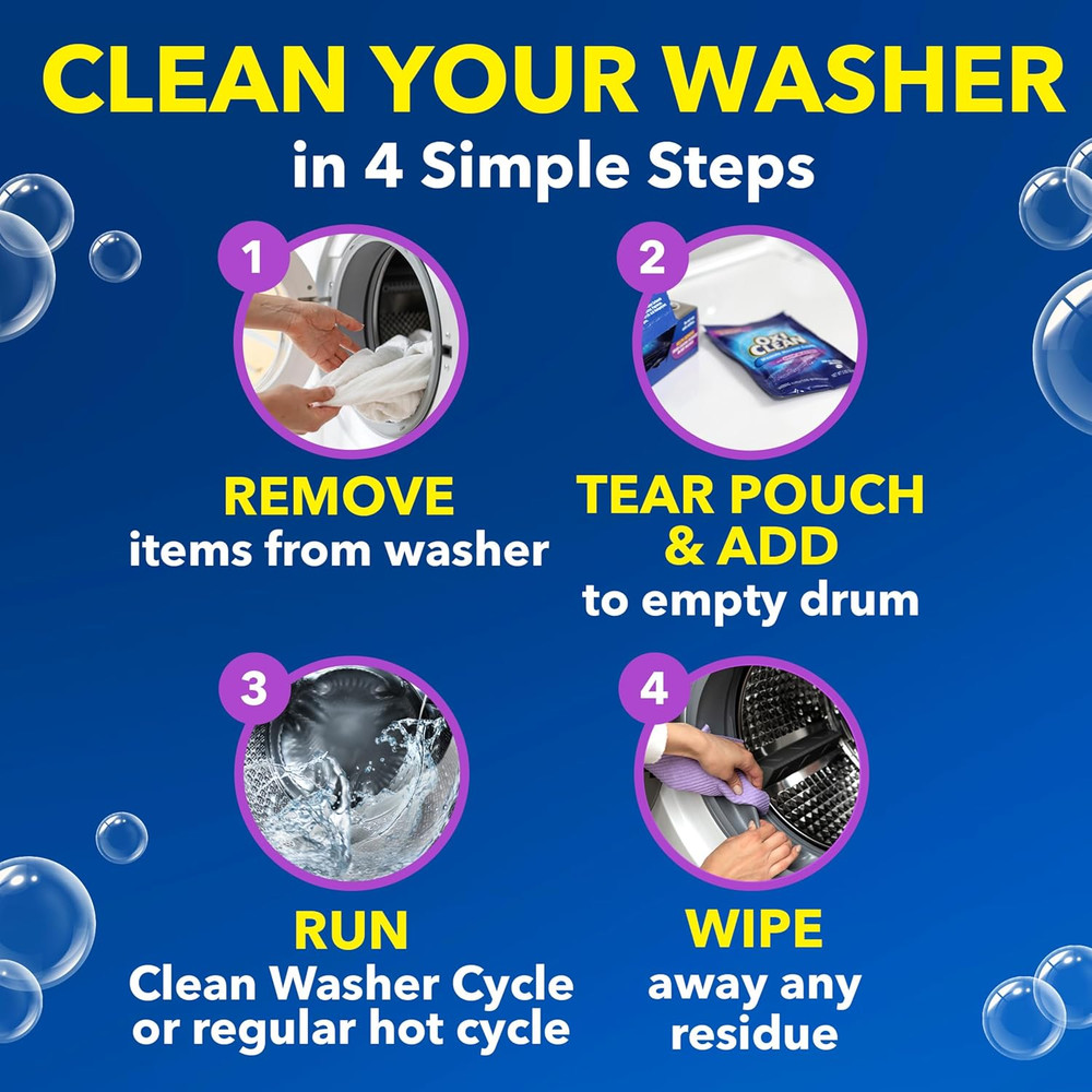 Washing Machine Cleaner with Odor Blasters - 4 Pack