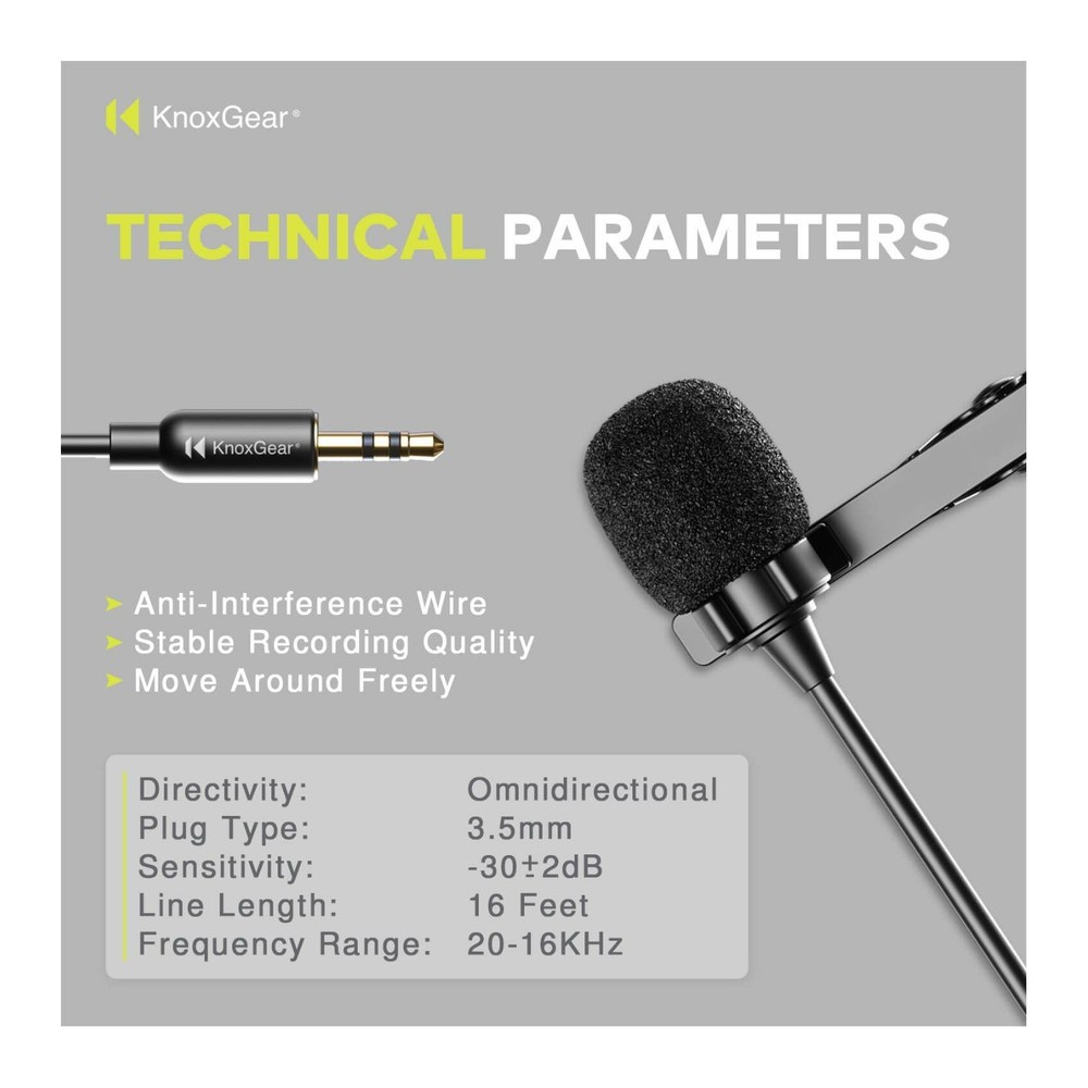 Knox Gear Omnidirectional Condenser Lavalier Microphone Multi-Pack
