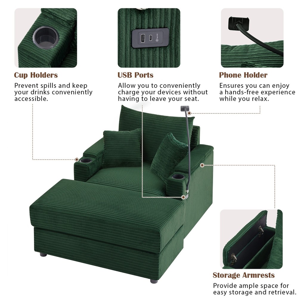 41.7" Modern Style Single Sofa Sofa Couch with Storage Space, A Movable Ottoman