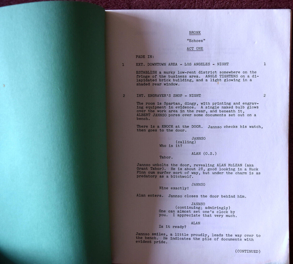 1975 Bronk (Echoes) Original First Draft Script Screenplay