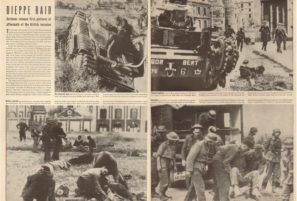 1942 WW 2 Article the DIEPPE RAID phots released by Germans 2 pgs 103017