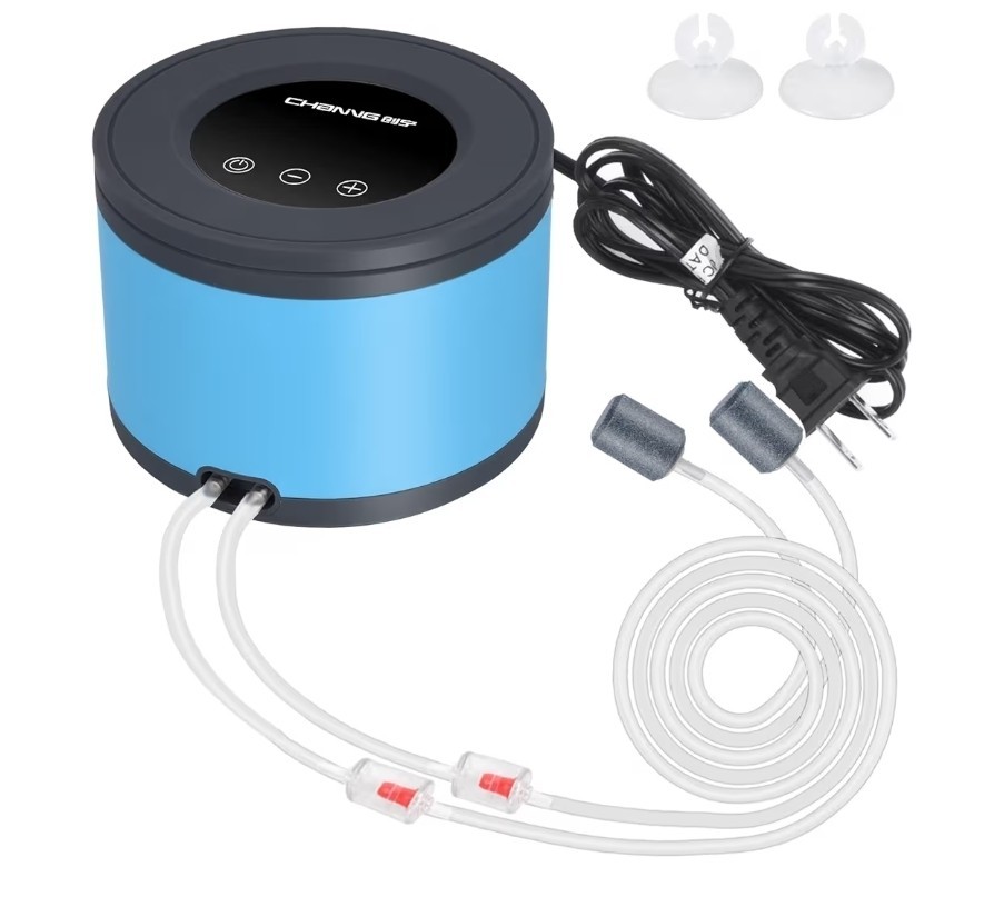 Aquarium Air Pump Dual Outlets, Super Quite  Air Pump 20-600 Gallons, 5W 110V