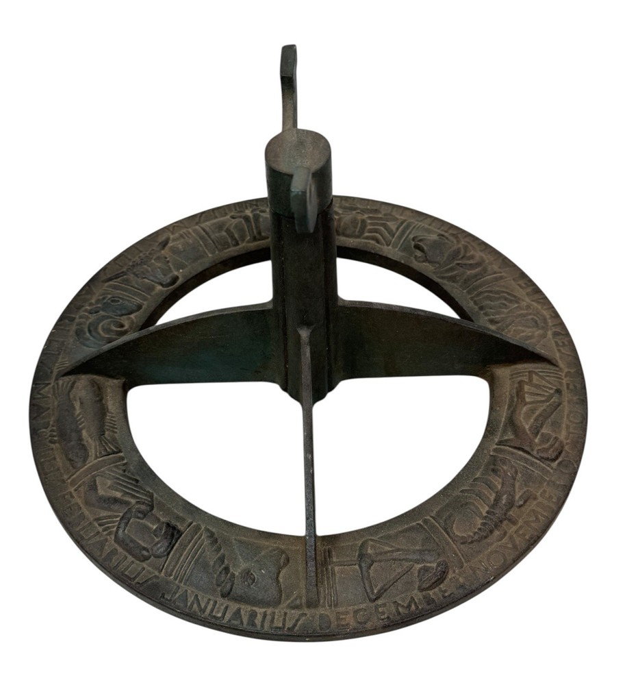 c.1900 Rand McNally Terrestrial Globe Cast Iron Zodiac Base