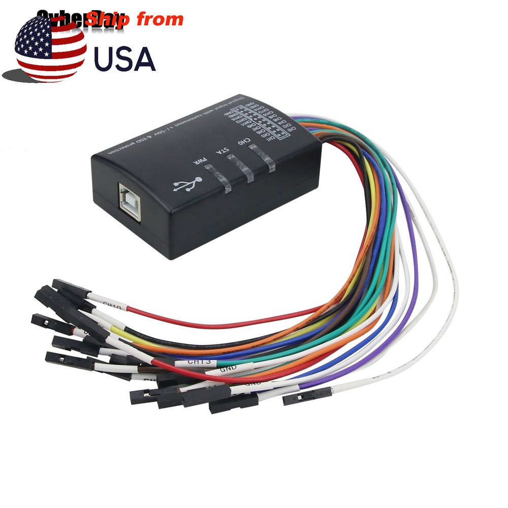 Mini 16 Logic Analyzer USB 100M Max Sample Rate 16CH 1.1.34 Support 1.2.10 【US】