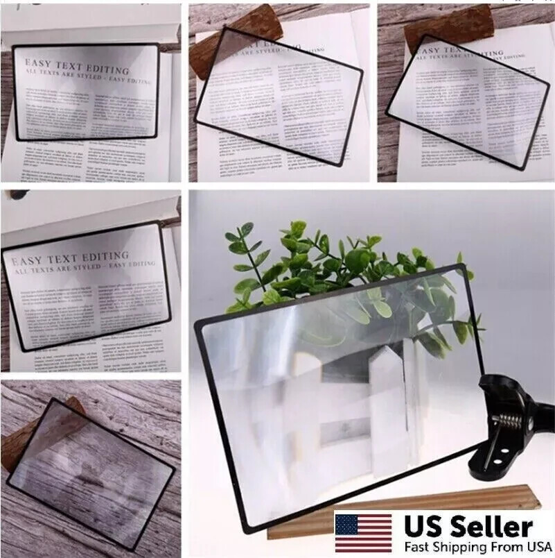 New US Full Page Book Reading Aid Lens 3x Magnifying Glass Large Magnifier Sheet