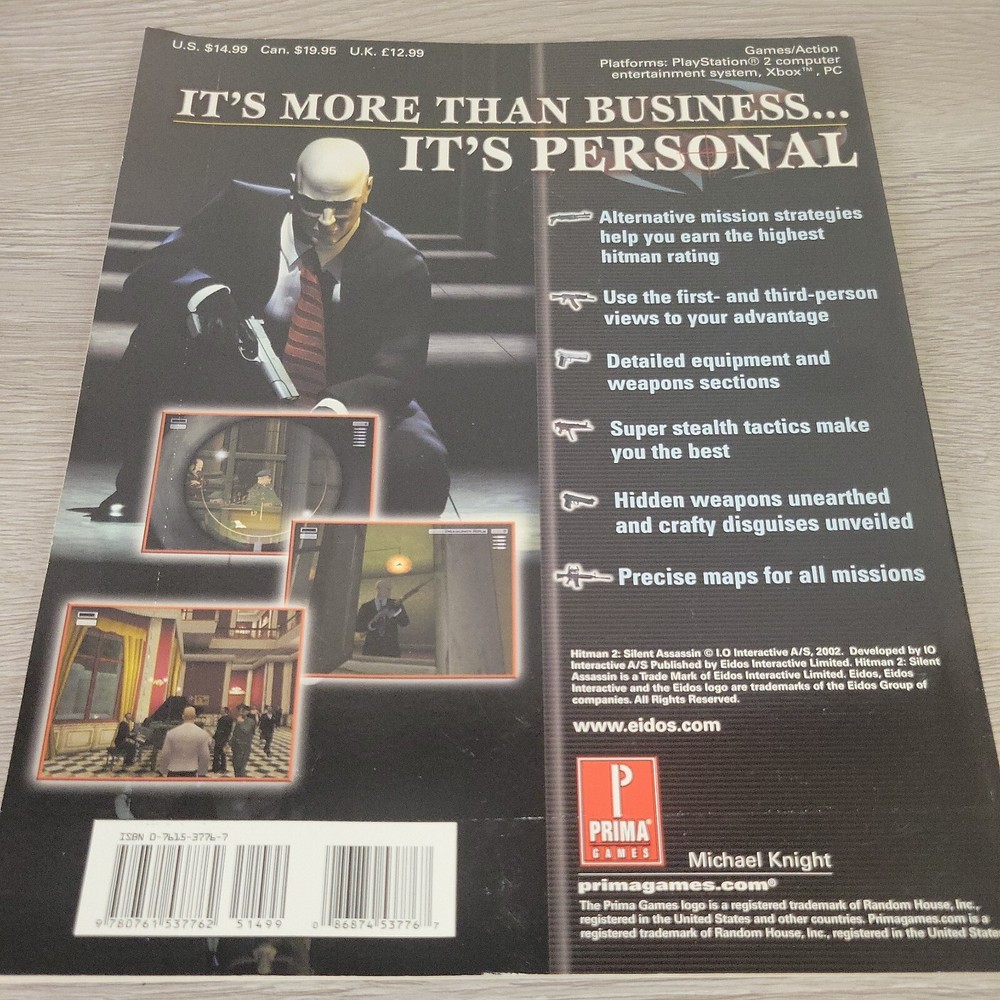 Hitman 2 Silent Assassin Official Strategy Guide GameCube PS2 XBOX Prima