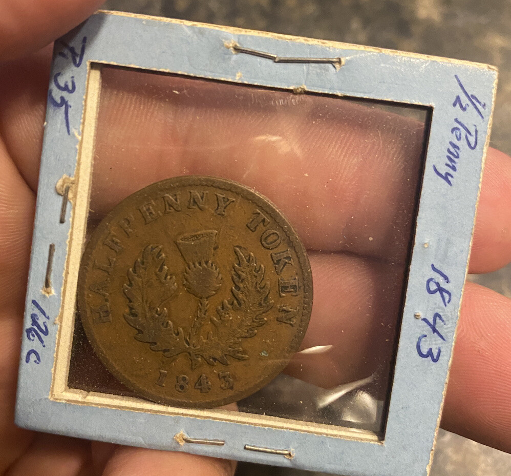 1843 Canada Nova Scotia Half Penny Token