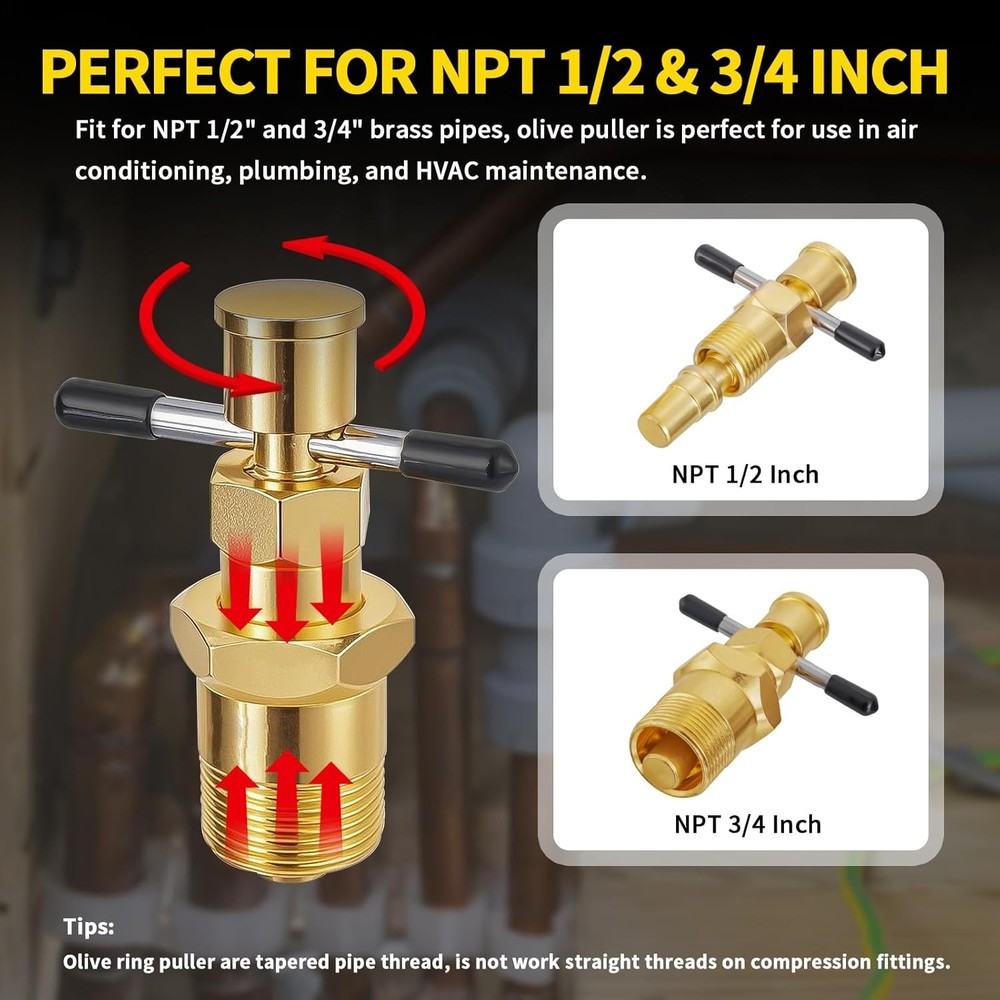 Olive Remover Puller for NPT 1/2 Inch and 3/4 Inch Compression Sleeve Puller ...