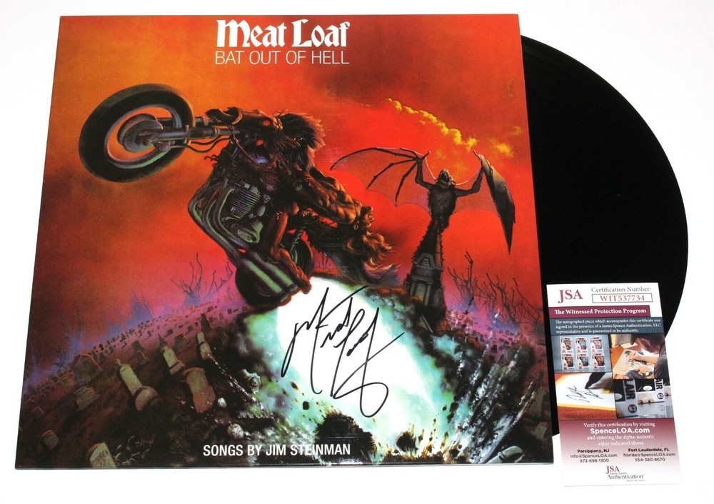 MEAT LOAF SIGNED 'BAT OUT OF HELL' VINYL RECORD ALBUM LP MEATLOAF PROOF JSA COA
