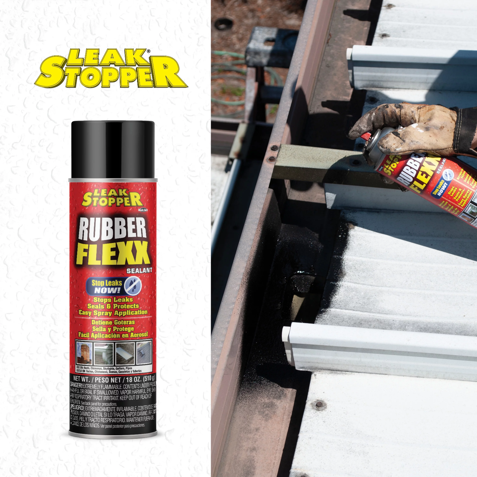 Rubber Flexx Leak Repair & Sealant Spray 18 Oz 100% Flexible Seal Waterproof NEW