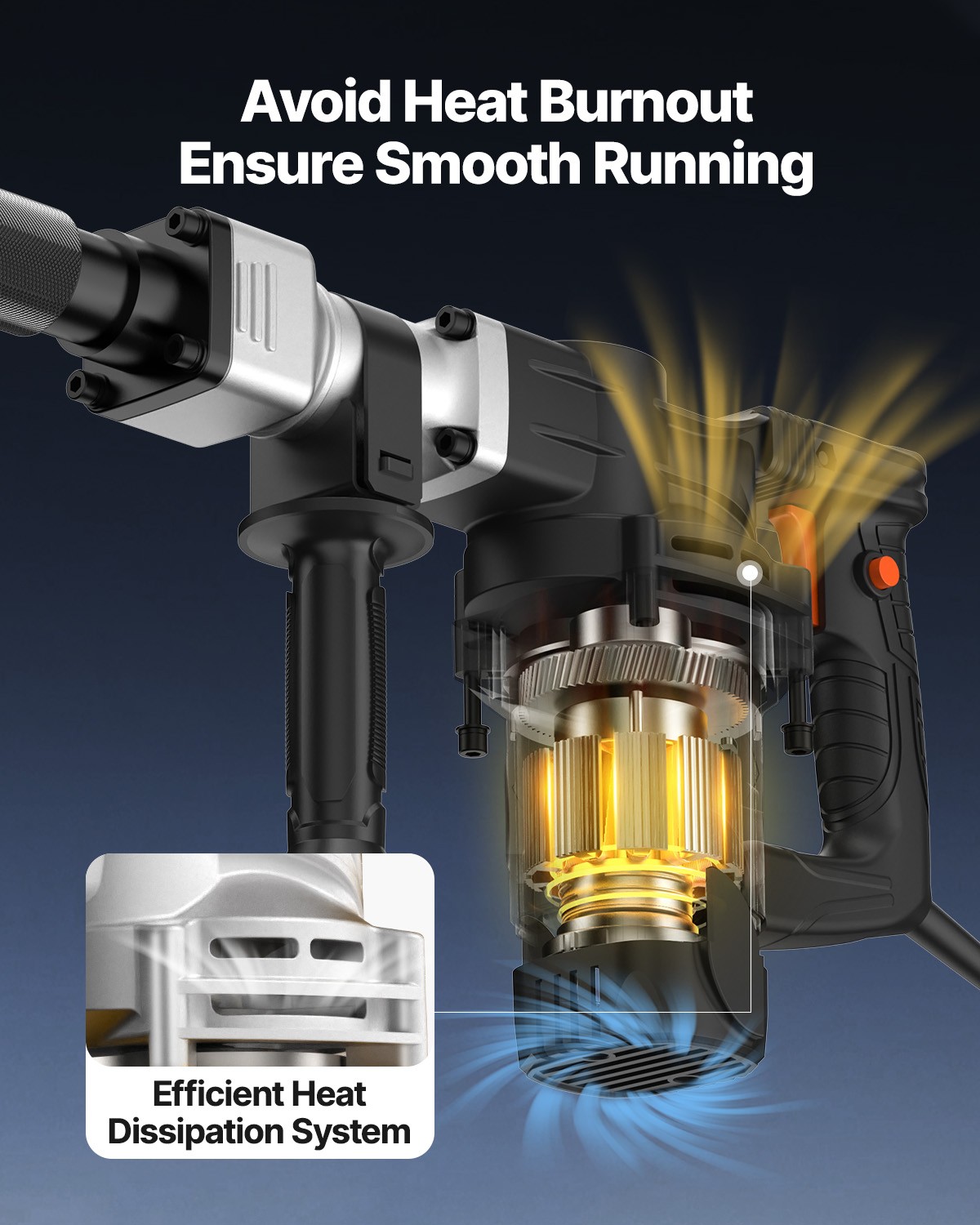 VEVOR Demolition Jack Hammer Concrete Breaker 1400W Electric Hammer 2 Chisel Bit