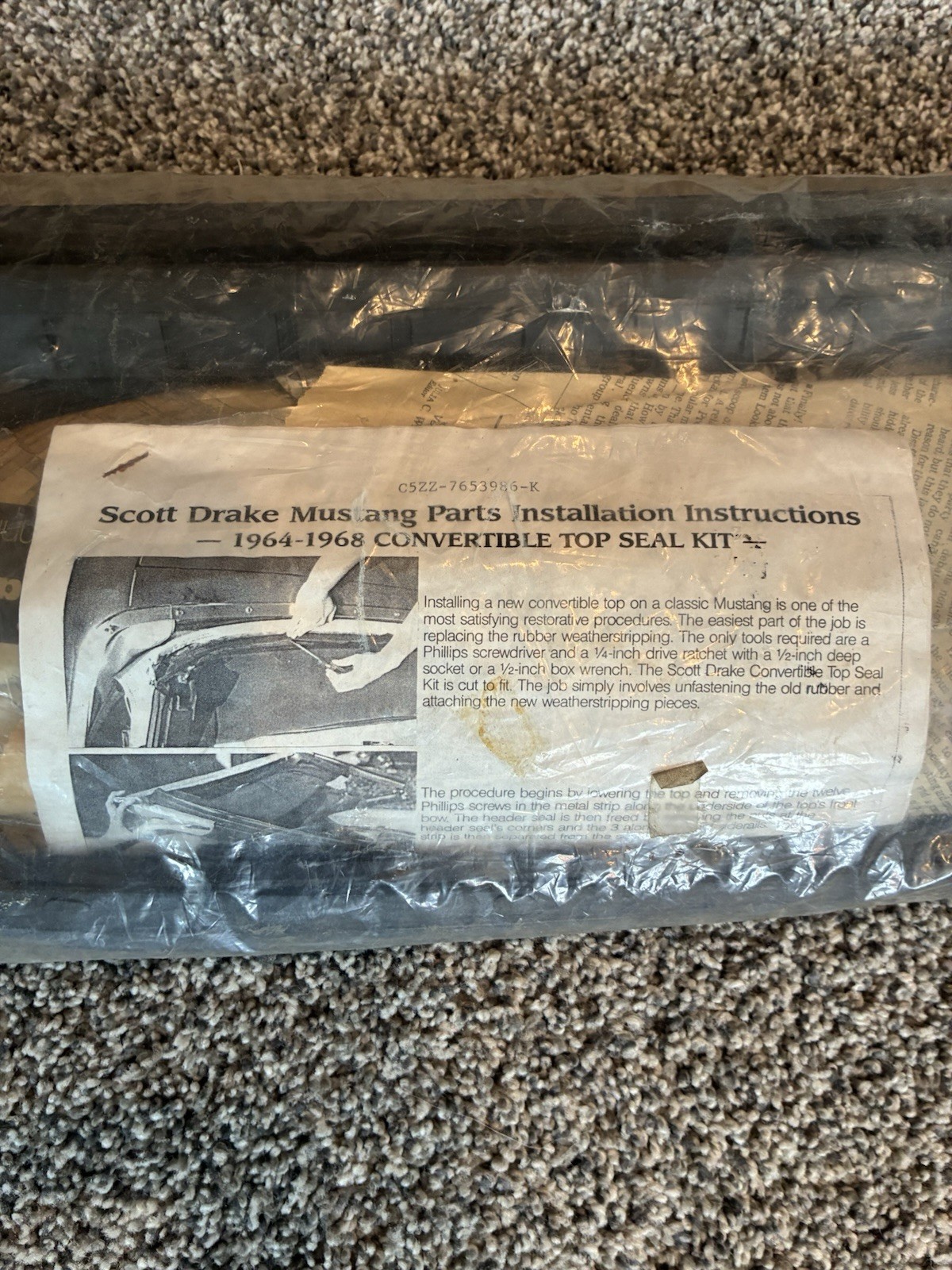 1965 1966 1967 1968 Mustang Scott Drake Convertible Top Seal Kit C5ZZ-7653986-K
