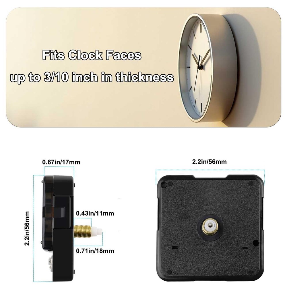 2-Pack Silent Sweep Quartz Clock Movements with 5 Versatile Clock Hands – DIY...
