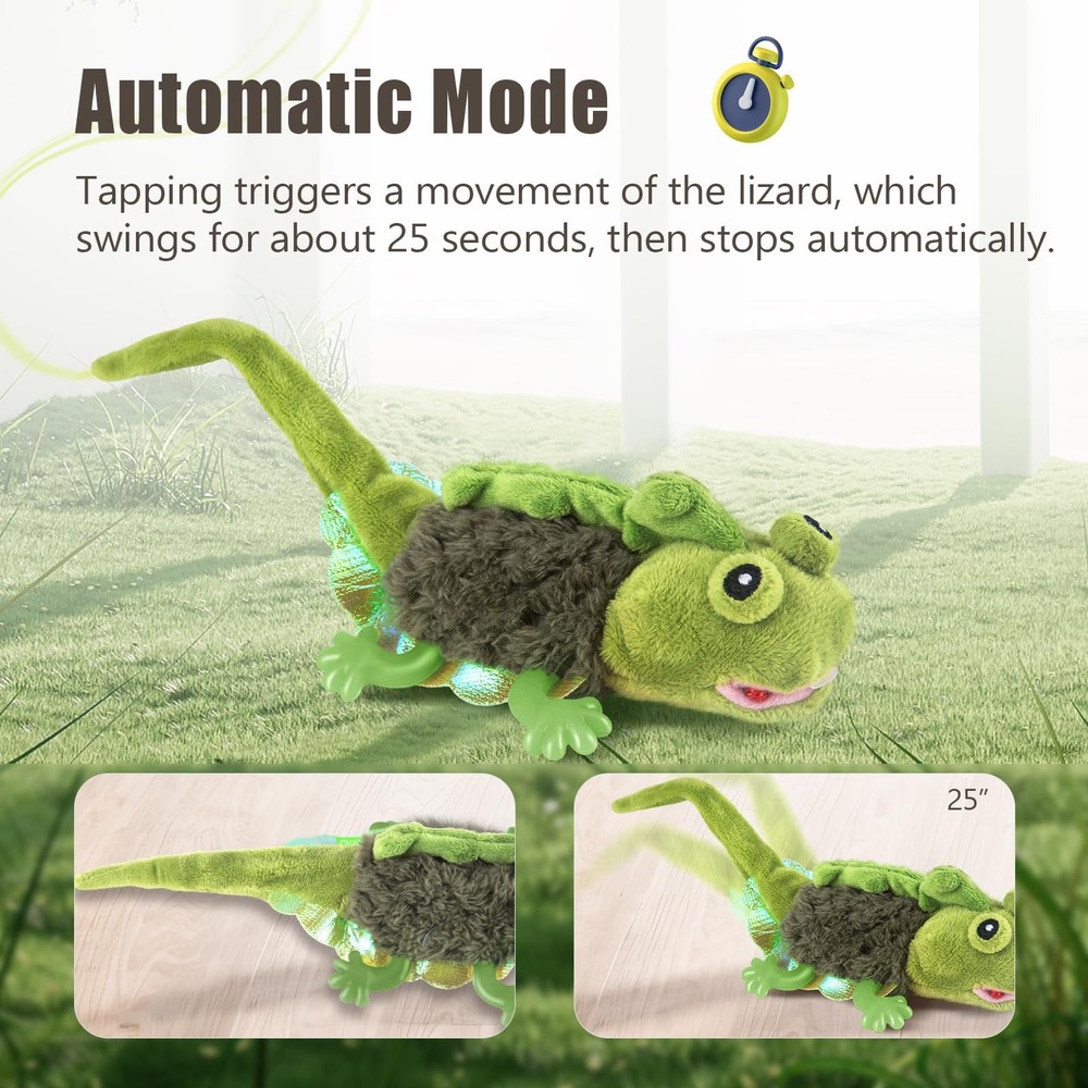 Cat Toy Flapping Chirping Lizard Interactive Catnip Rechargeable Toy