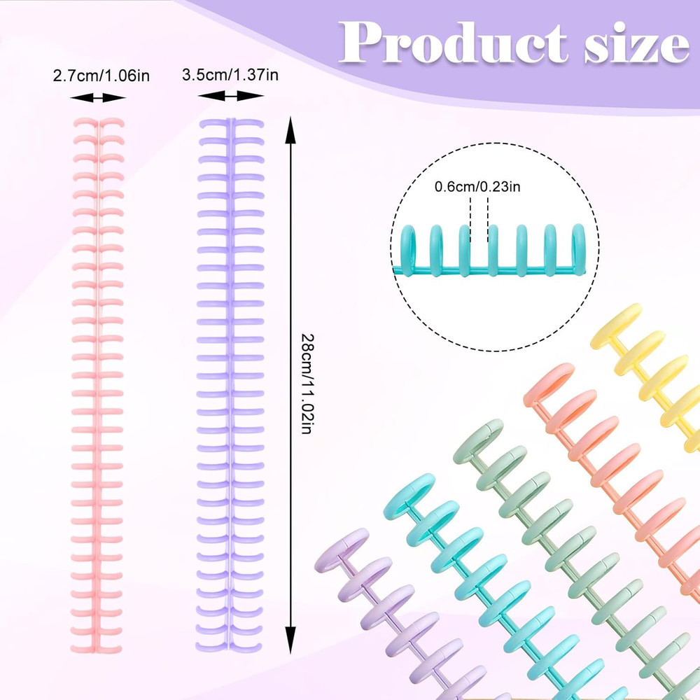 16 PCS Comb Binding Spines, Plastic Spiral Binding Coils, 30 Rings Click Binding