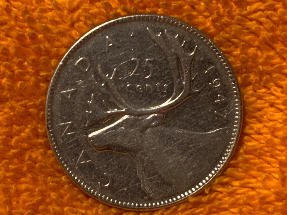 1947 Dot Canada 25 Cent Coin