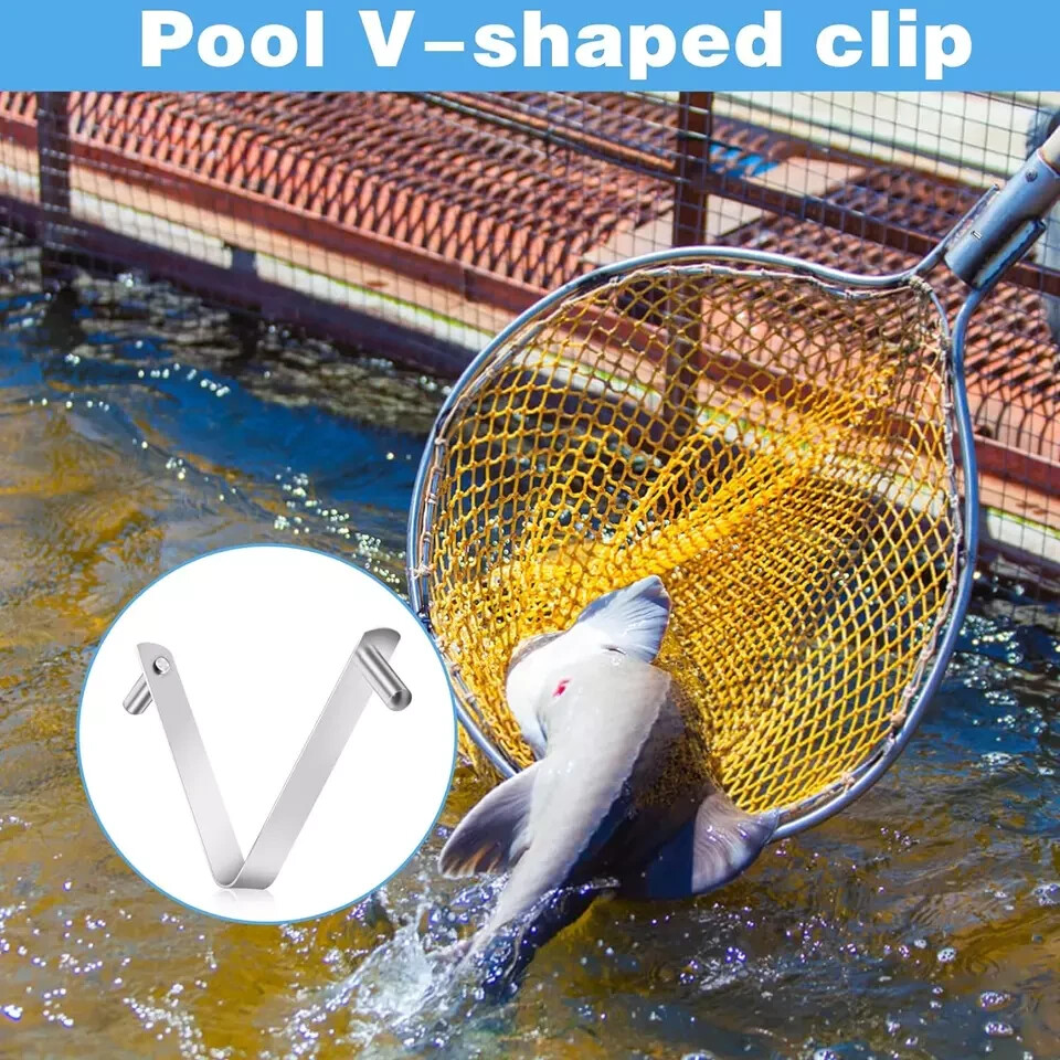 3Pcs Pool Brush Clip V - Shaped Clip , Pool Pole Clips Pool Hooks fo