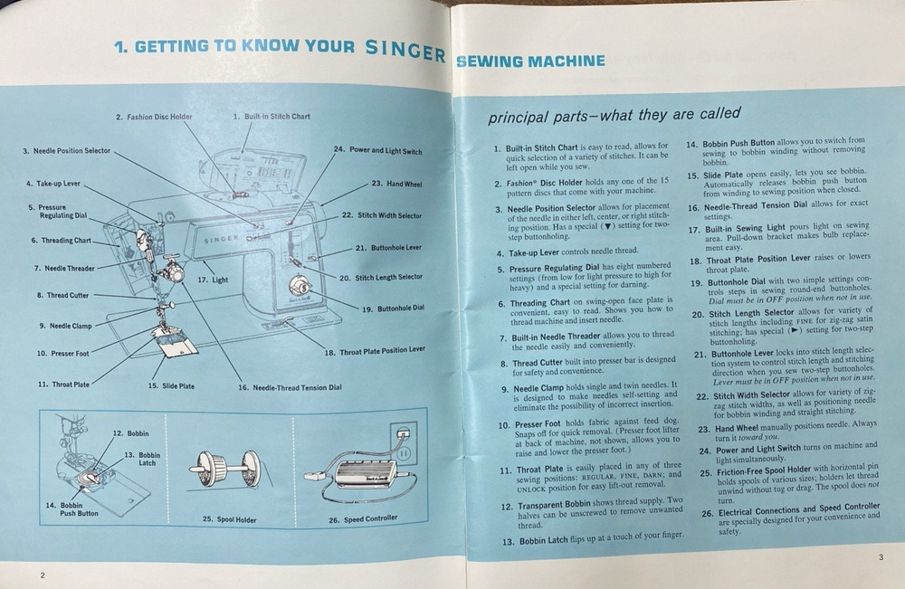 SINGER "Touch & Sew" Sewing Machine Instructions