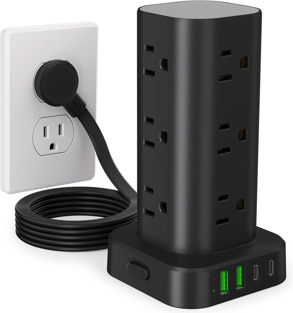 vertical Power Strip Tower with Multiple Outlets