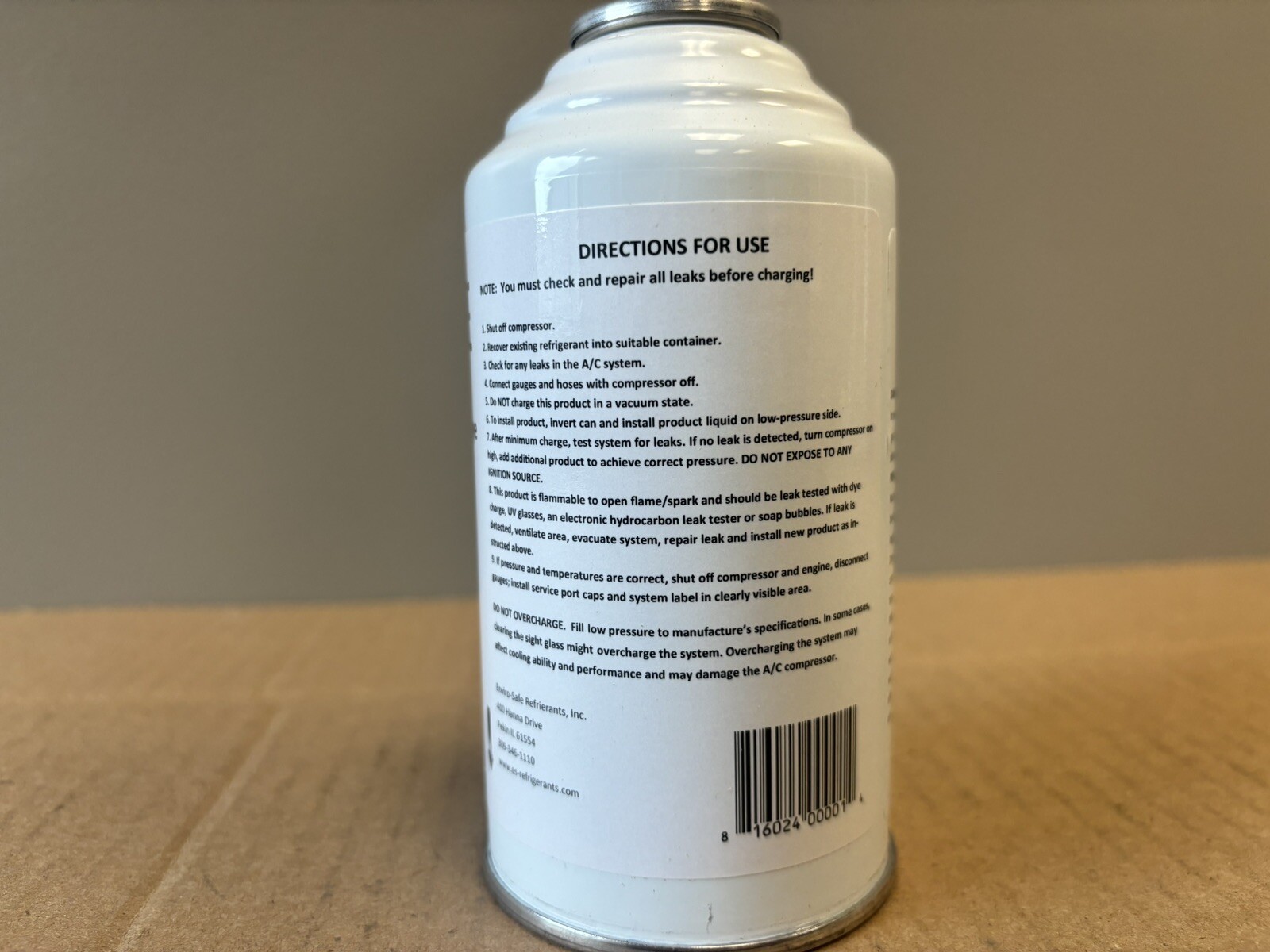 Envirosafe R134a Replacement Refrigerant with dye, 1 CAN, Charging Hose.
