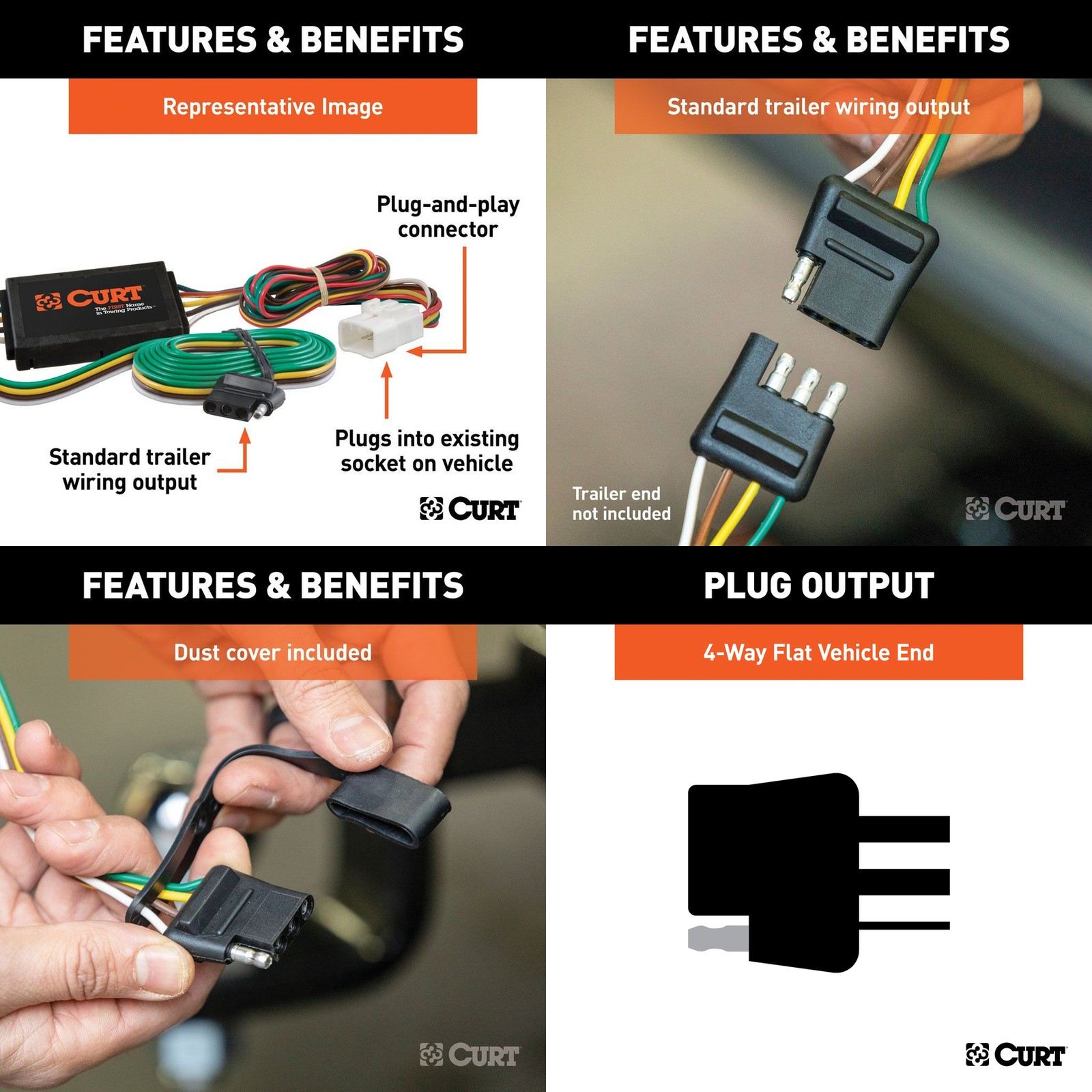 Curt Class 3 Trailer Hitch 2in Receiver Wiring Harness for Select 20-25 Explorer