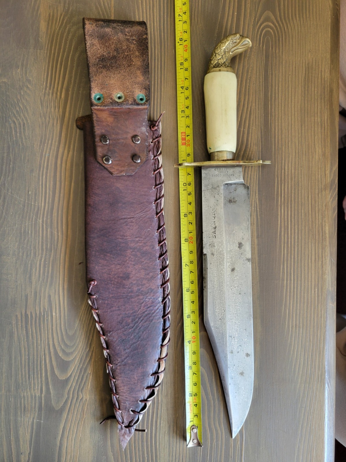 Post Civil War Eagle Head Bowie Knife with Custom Sheath