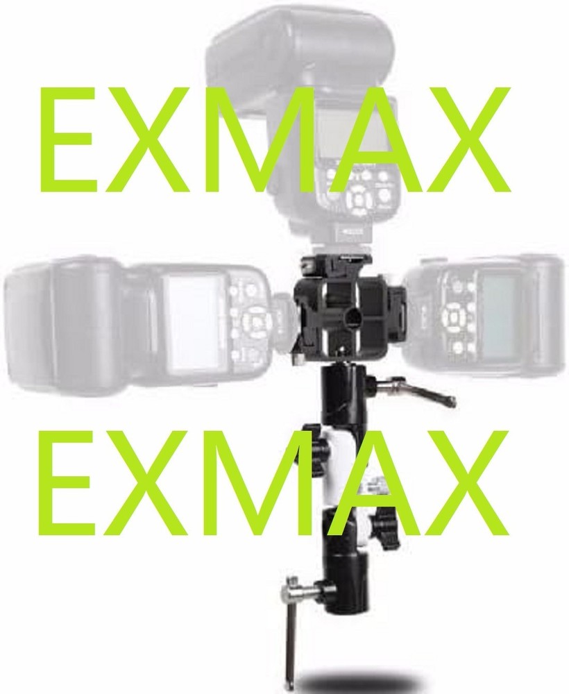 EXMAX Triple (3) Flash Head Adapter with Swivel/Tilt Bracket 3 Section U Shape